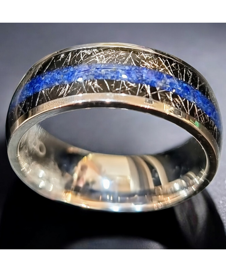 Anneau Lapis-lazuli Acier Titane Taille 63