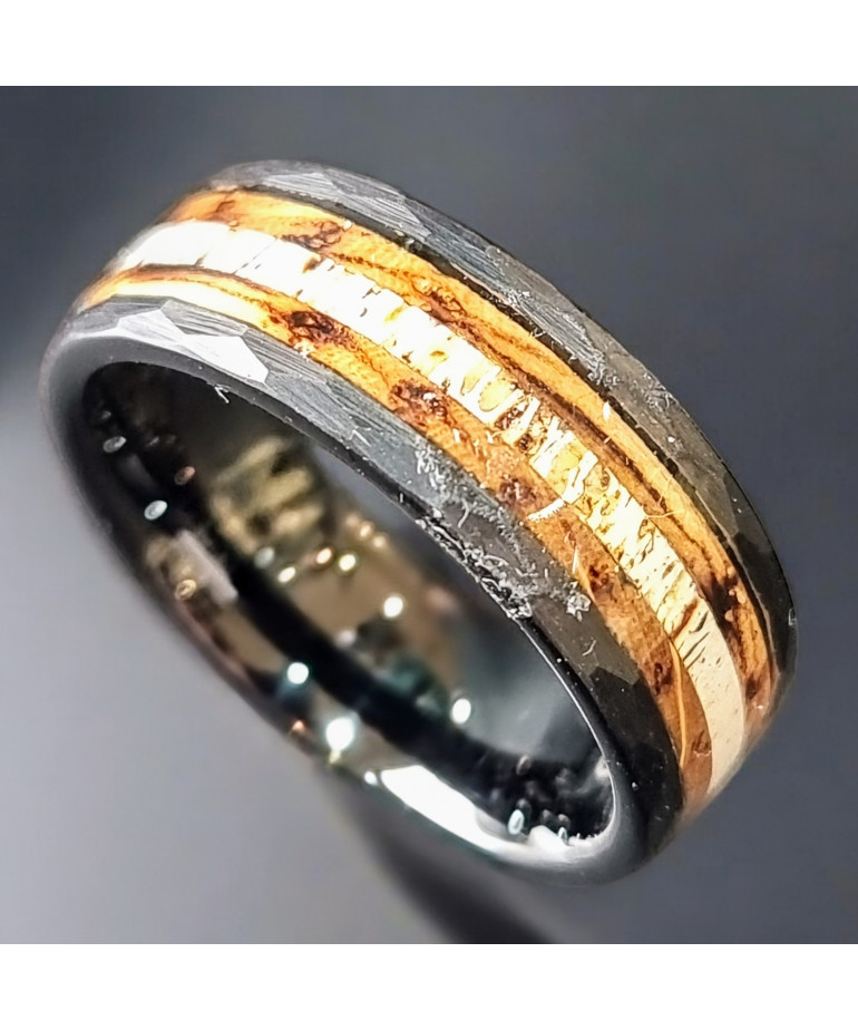 Anneau Œil de tigre Acier Titane Taille 63 (s)