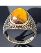 Bague Œil de tigre Acier inox Taille 64 (s)