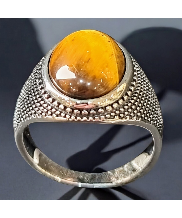 Bague Œil de tigre Acier inox Taille 64 (s)