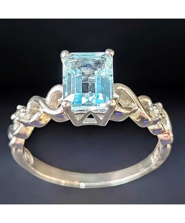 Bague Topaze bleue Argent 925 Taille 57 (s)