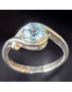 Bague Topaze bleue Argent 925 Taille 57 (s)