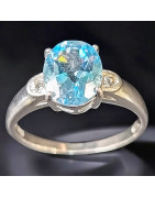 Bague Topaze bleue Argent 925 Taille 57 (s)