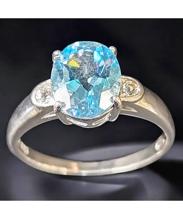 Bague Topaze bleue Argent 925 Taille 57 (s)
