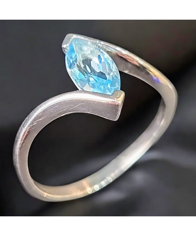 Bague Topaze bleue Argent 925 Taille 57 (s)