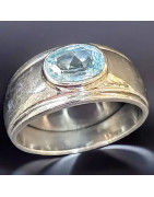 Bague Topaze bleue Argent 925 Taille 57 (s)