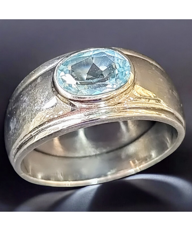 Bague Topaze bleue Argent 925 Taille 57 (s)