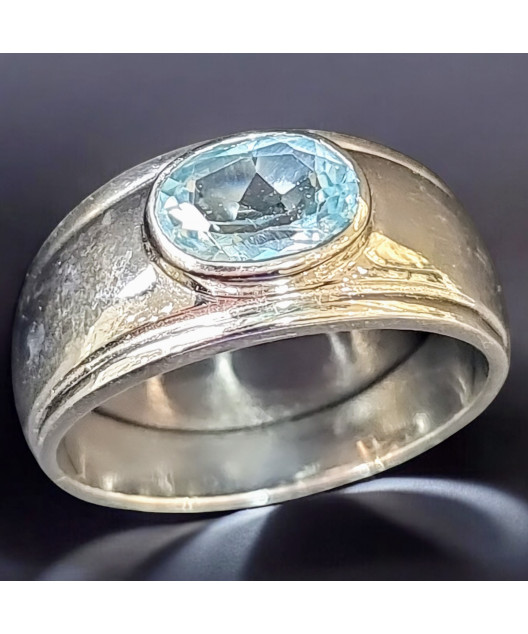 Bague Topaze bleue Argent 925 Taille 57 (s)
