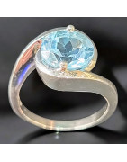 Bague Topaze bleue Argent 925 Taille 52 (s)