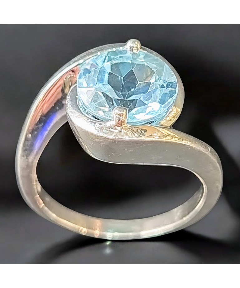 Bague Topaze bleue Argent 925 Taille 52 (s)