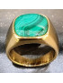 Bague Malachite Acier inox Plaqué or Taille 64 (s)