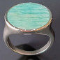 Bague Amazonite Acier inox Plaqué or Taille 58 (s)