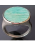 Bague Amazonite Acier inox Plaqué or Taille 58 (s)