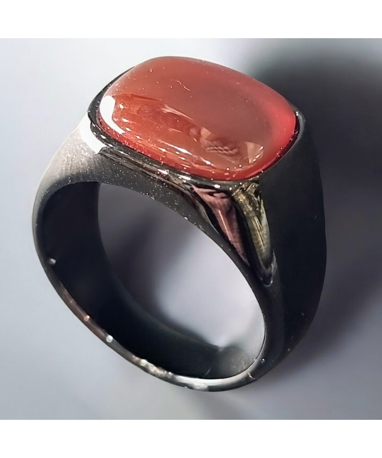 Bague Sardonyx Acier inox noir Taille 64 (s)