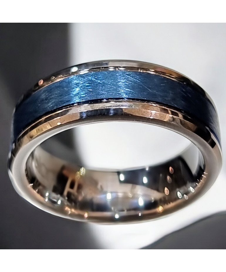 Anneau Acier bleu Taille 57 (s)
