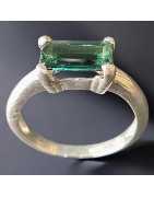 Bague Tourmaline verte Argent 925 Taille 53 (s)