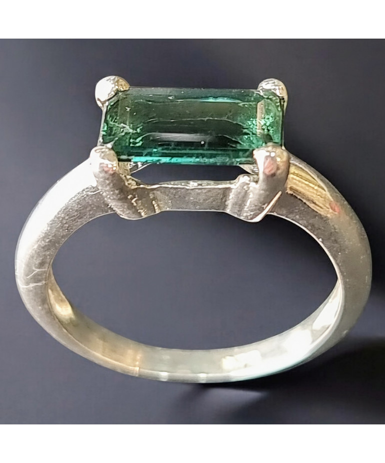 Bague Tourmaline verte Argent 925 Taille 53 (s)