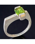 Bague Tourmaline verte Argent 925 Taille 54 (s)