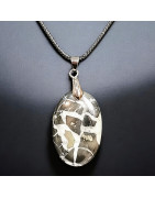 Pendentif Septaria noire Ovale avec Cordon réglable (s)