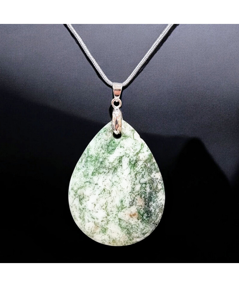 Pendentif Agate Arbre Ovale avec Cordon réglable (s)
