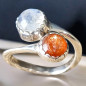 Bague Pierre de lune et Pierre de soleil Argent 925 Taille 56 (s)