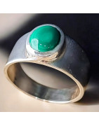 Bague Malachite Argent 925 Taille 62 (s)