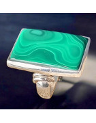 Bague Malachite Argent 925 Taille 64 (s)