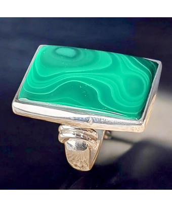 Bague Malachite Argent 925 Taille 64 (s)