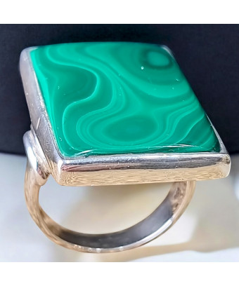 Bague Malachite Argent 925 Taille 64 (s)