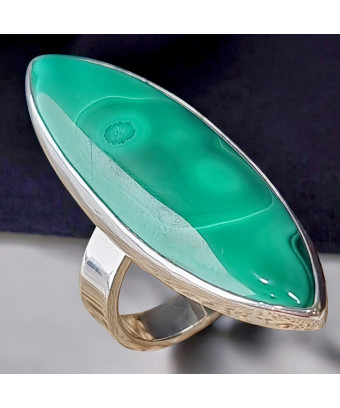 Bague Malachite Argent 925 Taille 62 (s)