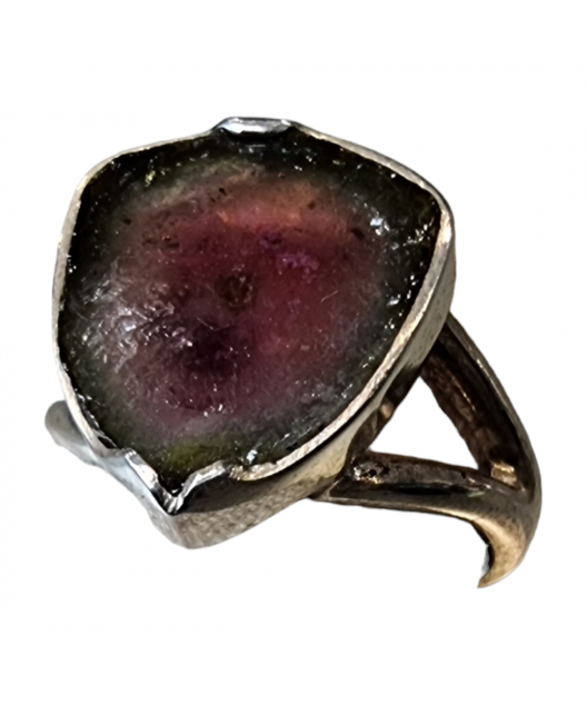 Bague tourmaline melon d'eau argent 925 Taille 52