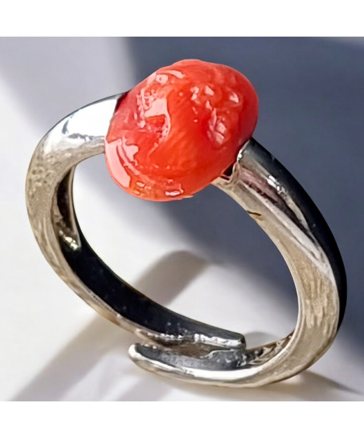 Bague Corail Argent 925 Taille 50+ (s)