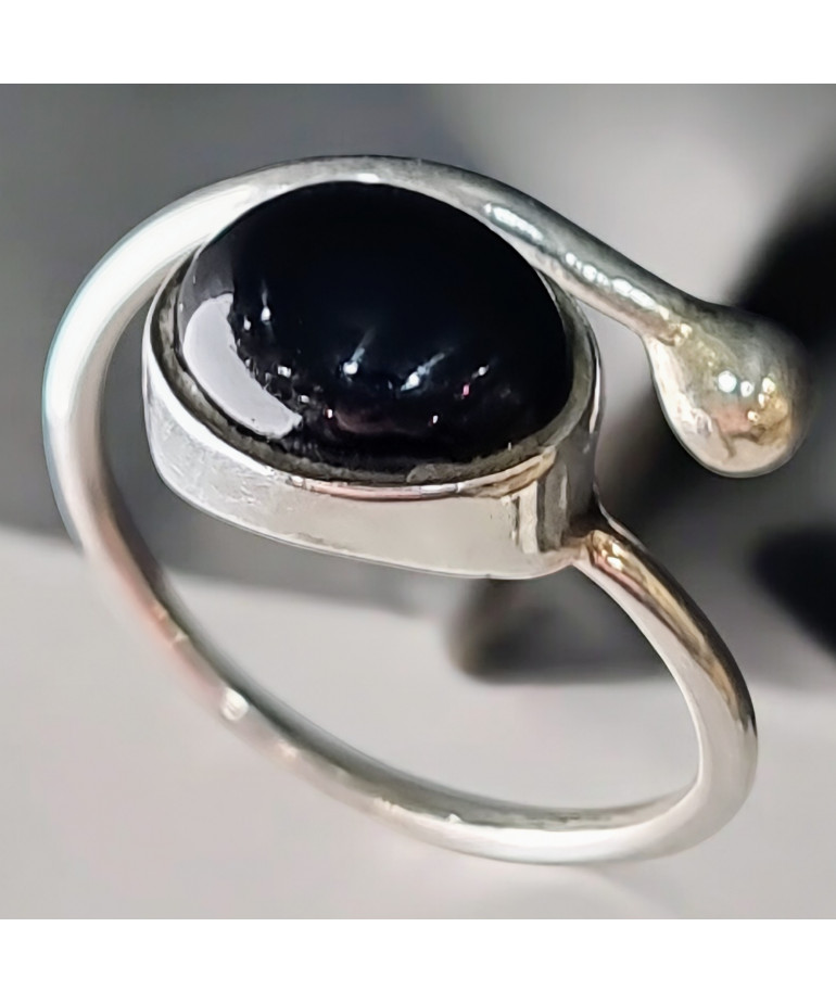 Bague Saphir noir Black Star Argent 925 Taille 54 (s)