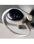 Bague Saphir noir Black Star Argent 925 Taille 54 (s)