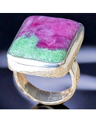 Bague Rubis sur Fuschite Argent 925 Taille 59 (s)