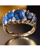 Bague Saphir et Diamant Or 18 carats Taille 55 et sur mesure