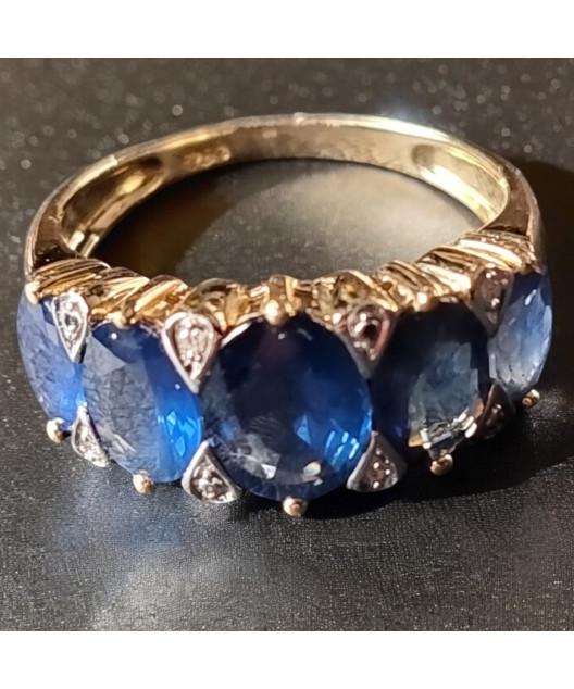 Bague Saphir et Diamant Or 18 carats Taille 55 et sur mesure