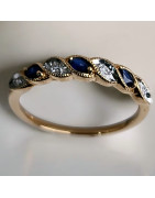Bague Anneau Saphir et Diamants Or 18 carats Taille 54 et sur mesure (s)
