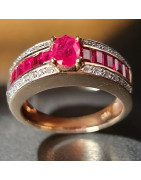Bague Rubis et Diamant Or 18 carats Taille 54 et sur mesure (s)