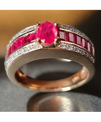 Bague Rubis et Diamant Or 18 carats Taille 54 et sur mesure (s)