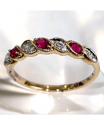 Bague Anneau Rubis et Diamants Or 18 carats Taille 54 et sur mesure (s)