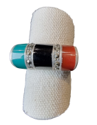 Bague Cornaline Onyx Agate verte & Marcassite Taille 54