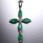 Pendentif Emeraude et Diamants Croix Or gris 18 carats (s)