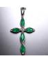Pendentif Emeraude et Diamants Croix Or gris 18 carats (s)