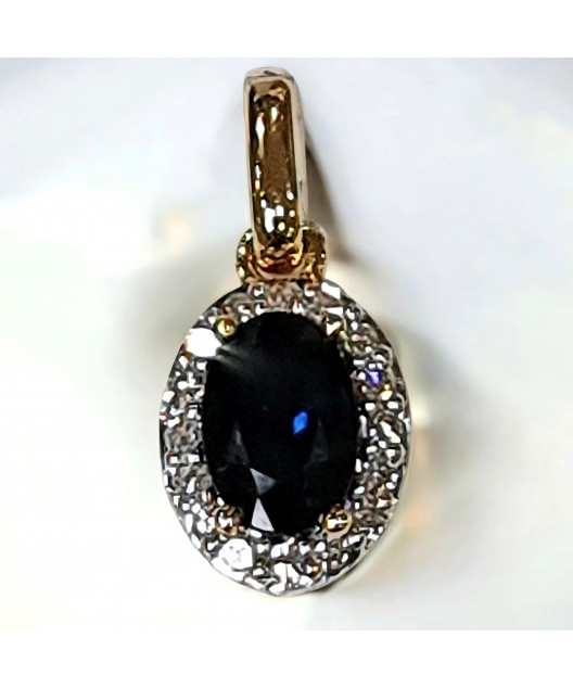Pendentif Saphir et Diamants Or 18 carats (s)