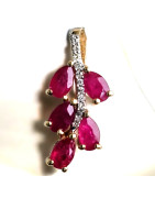 Pendentif Rubis et Diamants Feuille Or 18 carats (s)