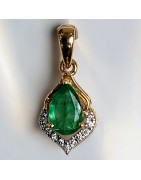 Pendentif Emeraude et Diamants Or 18 carats (s)