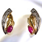 Boucles Rubis & Diamants Feuille Or 18 carats (s)