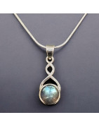 Pendentif Labradorite Facettée sur chaîne Argent 925 (s)