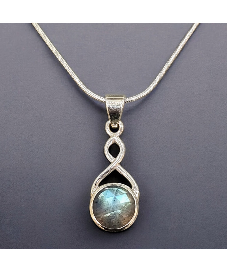 Pendentif Labradorite Facettée sur chaîne Argent 925 (s)